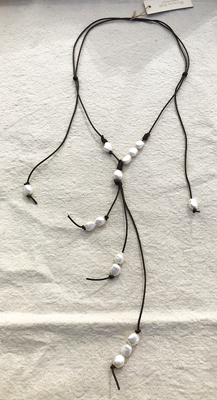 Pearl Leather Adjustable Necklace